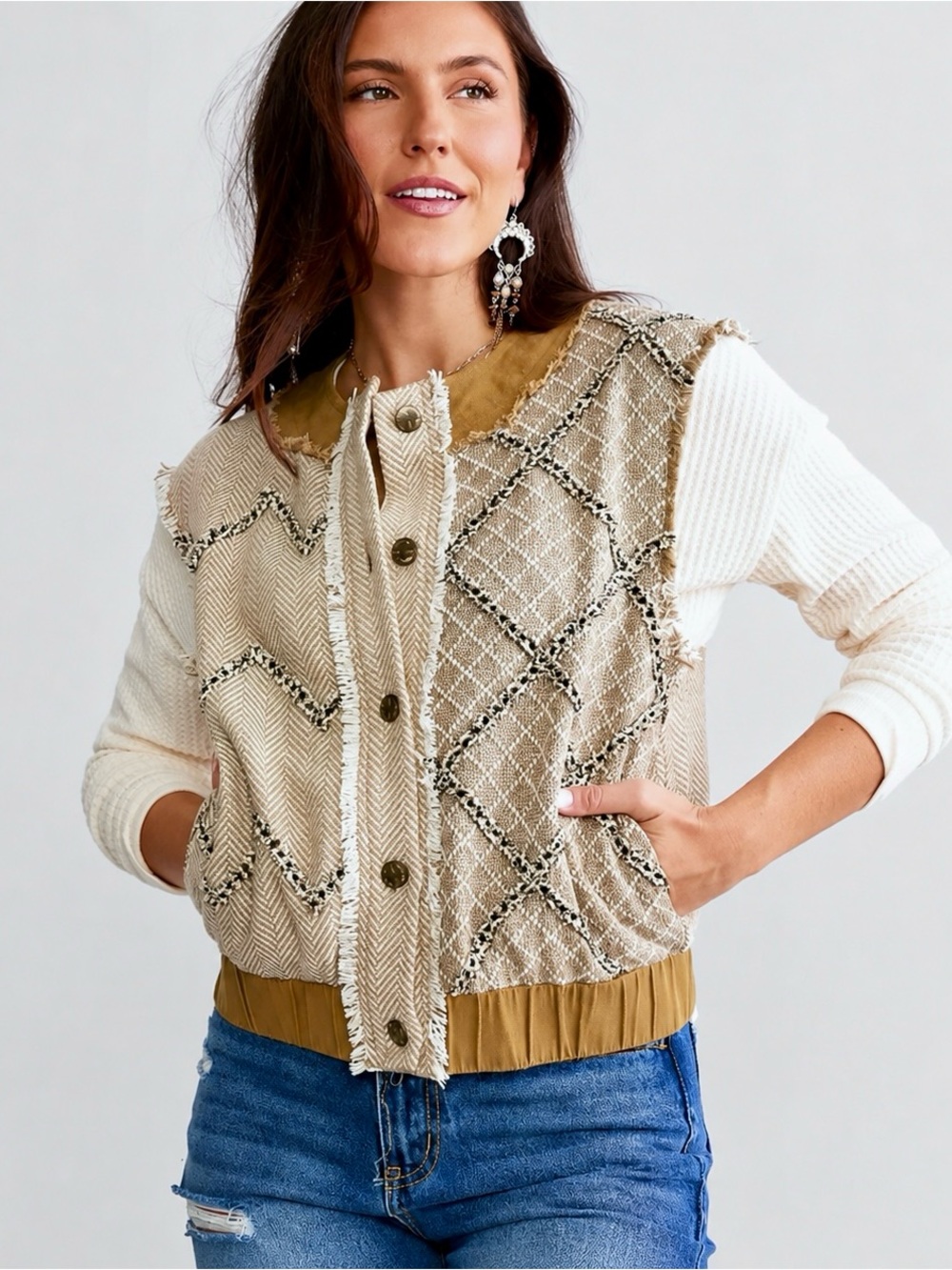 Miss Me NWT Metallic Tweed Western Vest - Medium